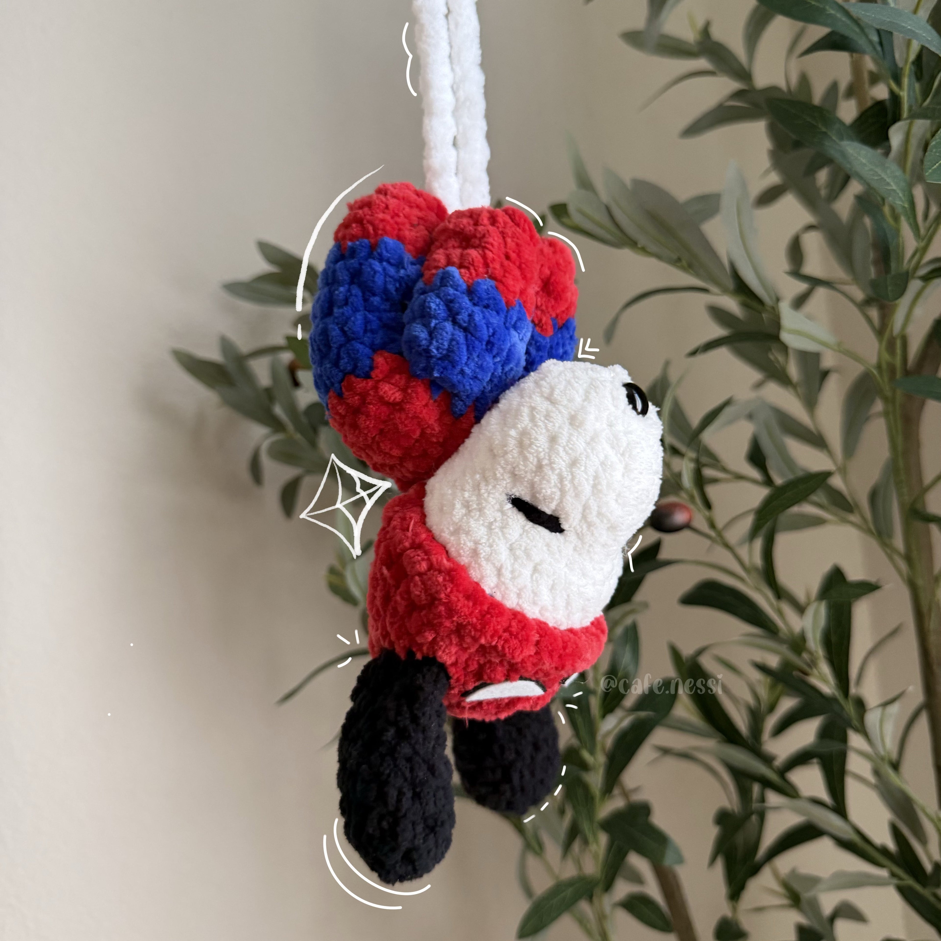 Spider-Snoopy Crochet Car Hanger 🕷️